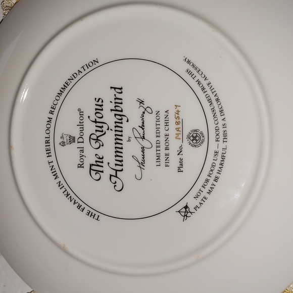Royal Doulton the Rufus hummingbird plate - Picture 3 of 4